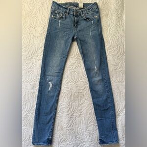 H&M Blue Skinny Jeans with Distressed Details